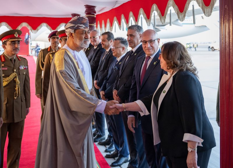 HM Sultan Haitham Greeting Algerian guests during HE President Tabboune of Algeria's visit