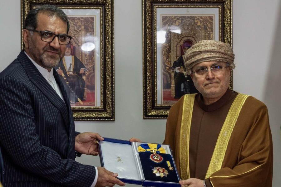 His Majesty the Sultan awards the Al-Numan Order, First Class, to the former Iranian ambassador